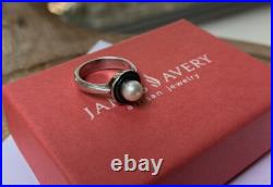 James Avery Retired Beaded Sterling Silver Vintage Pearl Ring