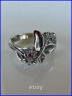 James Avery Retired Butterfly and Flowers Ring Size 5