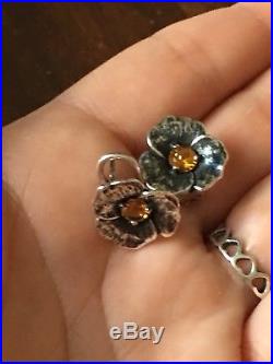 James Avery Retired Citrine Flower Ring And Earrings Set Sterling