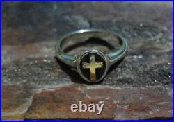 James Avery Retired Divinity 925 Sterling Silver 14k Gold Ring Size 8.5