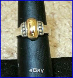 James Avery Retired Dome Thatch Beaded Ring, 14 Kt gold and silver, size 7