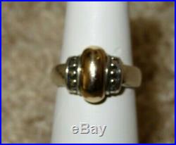 James Avery Retired Dome Thatch Beaded Ring, 14 Kt gold and silver, size 7
