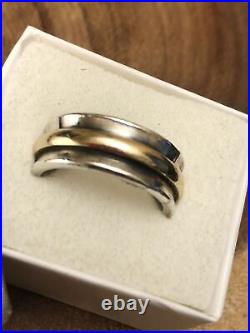 James Avery Retired Gold Center Wedding Band Ring 14kt/925 SIZE 7.5 BEAUTIFUL
