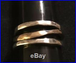 James Avery Retired Hammered Stack 14k Gold Sterling Silver Band Ring Size 9.25