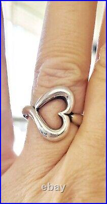 James Avery Retired Heart Ring Sterling Silver Sz 9 with JA Box