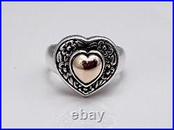 James Avery Retired Heart of Gold Ring 14k and 925 Size 7