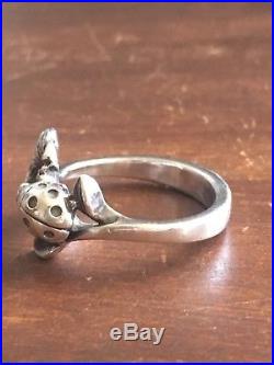 James Avery Retired Ladybug And Dogwood Flower Ring Sterling Silver Sz 7