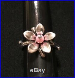 James Avery Retired Pink Bead Blossom Flower Ring Size 6.5