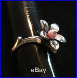 James Avery Retired Pink Bead Blossom Flower Ring Size 9