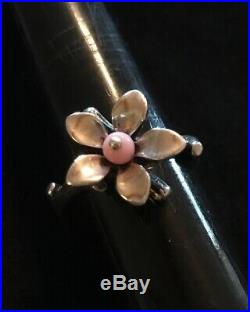 James Avery Retired Pink Bead Blossom Flower Ring Size 9