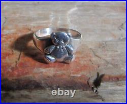 James Avery Retired Rare 925 Sterling Silver Teddy Bear Ring Size 6.0