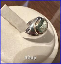 James Avery Retired Rare Light Green Prasiolite 14k Gold &. 925 Ring Sz 8