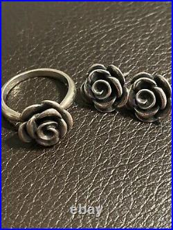 James Avery Retired Rose Blossom Ring Size 8 And Earrings