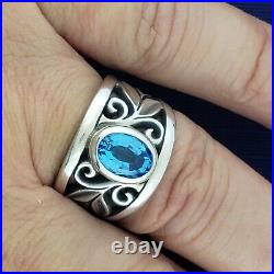 James Avery Retired Silver Abounding Vine Ring With Blue Topaz Size 4.5