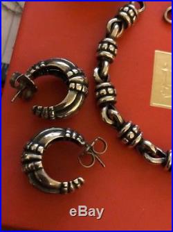 James Avery Retired Silver Beaded Thatch SET Earrings, Ring And Bracelet