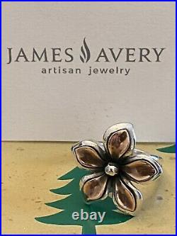 James Avery Retired Silver Copper and Silver Flower Ring Size 8