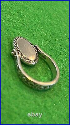 James Avery Retired Silver Secret Message Fleur De Lis Spinner Ring Size 6.5