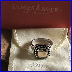James Avery Retired Square Bead Ring 14kt Gold/Sterling Size 8.5