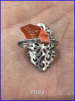 James Avery Retired Sterling Full Bloom Tracery Scrolled Floral Ring Size 9