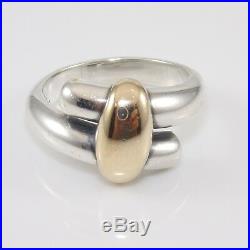 James Avery Retired Sterling Silver 14K Yellow Gold Bypass Band Ring Size 8