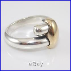 James Avery Retired Sterling Silver 14K Yellow Gold Bypass Band Ring Size 8