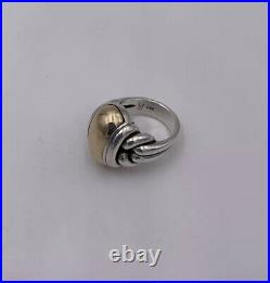 James Avery Retired Sterling Silver & 14K Yellow Gold Knotted Dome Ring Sz 7 1/4