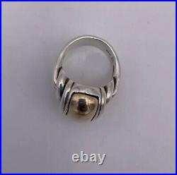 James Avery Retired Sterling Silver & 14K Yellow Gold Knotted Dome Ring Sz 7 1/4