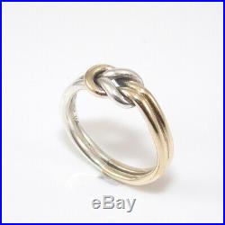 James Avery Retired Sterling Silver 14K Yellow Gold Lovers' Knot Ring Size 5.75