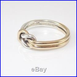James Avery Retired Sterling Silver 14K Yellow Gold Lovers' Knot Ring Size 5.75