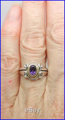 James Avery Retired Sterling Silver 14k Gold Amethyst Ring- Rare Find Lb-c1789