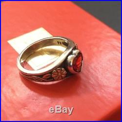 James Avery Retired Sterling Silver & 14k Gold Garnet Heart Ring Sz 6.25 Gift Bx
