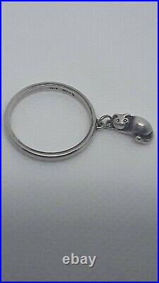 James Avery Retired Sterling Silver 925 Kitty Cat Dangle Ring Sz 9 3/4