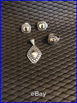 James Avery Retired Sterling Silver And 14K Beaded Earrings, Pendant And Ring