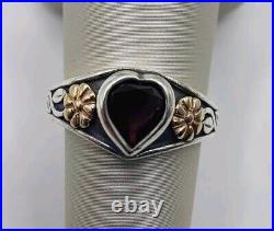 James Avery Retired Sterling Silver And 14k Gold Garnet Heart Ring Size 7