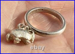 James Avery Retired Sterling Silver Armadillo Dangle Charm Ring Size 5.5 Rare