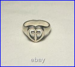 James Avery Retired Sterling Silver Cross Heart Ring Size 8