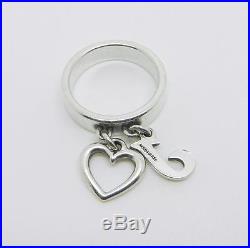 James Avery Retired Sterling Silver Dangle Ring With Letter J And Heart Charms