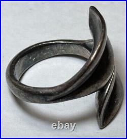 James Avery Retired Sterling Silver Double Leaf Wrap Ring Sz. 9 Unpolished ibs2