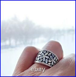 James Avery Retired Sterling Silver Flower Ring Size 8.75 Fits 8.25 with JA Box