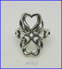 James Avery Retired Sterling Silver Tall Swirl Heart Ring Size 5.25 Lb-c2260