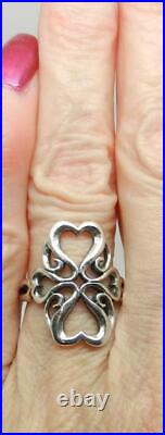 James Avery Retired Sterling Silver Tall Swirl Heart Ring Size 5.25 Lb-c2260