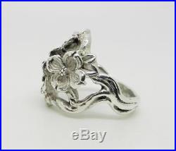 James Avery Retired Sterling Silver Three Dogwood Flower Ring Size 5 Lb-c1922