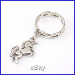 James Avery Retired Sterling Silver Unicorn Dangle Charm Ring Size 4