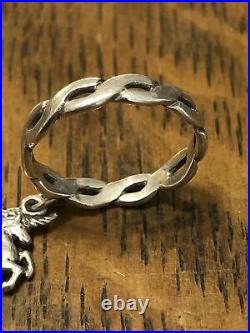 James Avery Retired Sterling Silver Unicorn Dangle Charm Ring Size 8