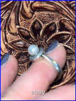 James Avery Retired Sterling Silver Vintage Beaded Ring With Cultured Pearl Sz 7