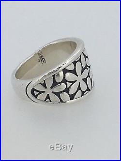 James Avery Retired Sterling Silver Wide Flower Band Ring! Collection #11040