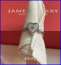 James Avery Retired Sterling Vintage Heart Ring/Size-6