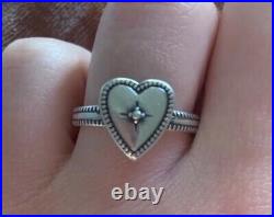 James Avery Retired Sterling Vintage Heart Ring/Size-6