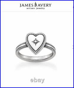 James Avery Retired Sterling Vintage Heart Ring/Size-6