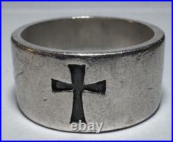 James Avery Retired Sterling Wide Cigar Cross Ring Old, Rare & Heavy! Size 10